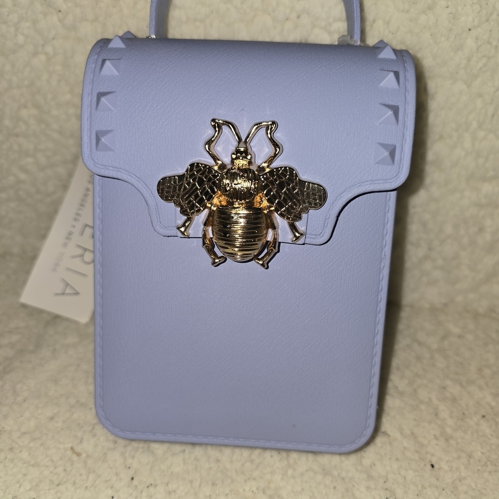 Elegant Blue Mini Bag with Gold Bee Detail - Picture 11 of 13